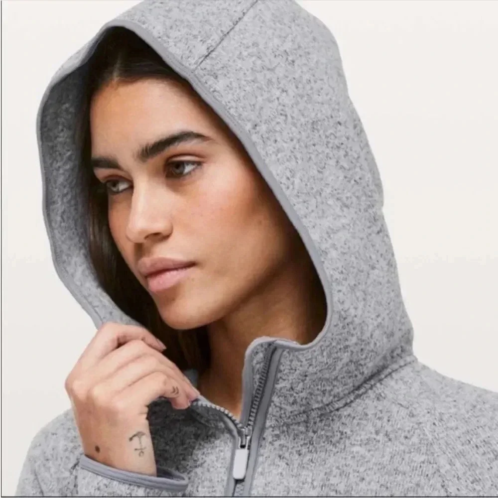 Lululemon Fleece and Thank You Hooded Knit 1/4 Zip Pullover size 6 athleisure